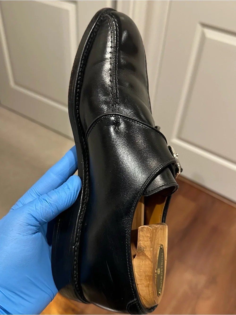 Allen Edmonds Black Leather Single Monk Strap Dress Shoes